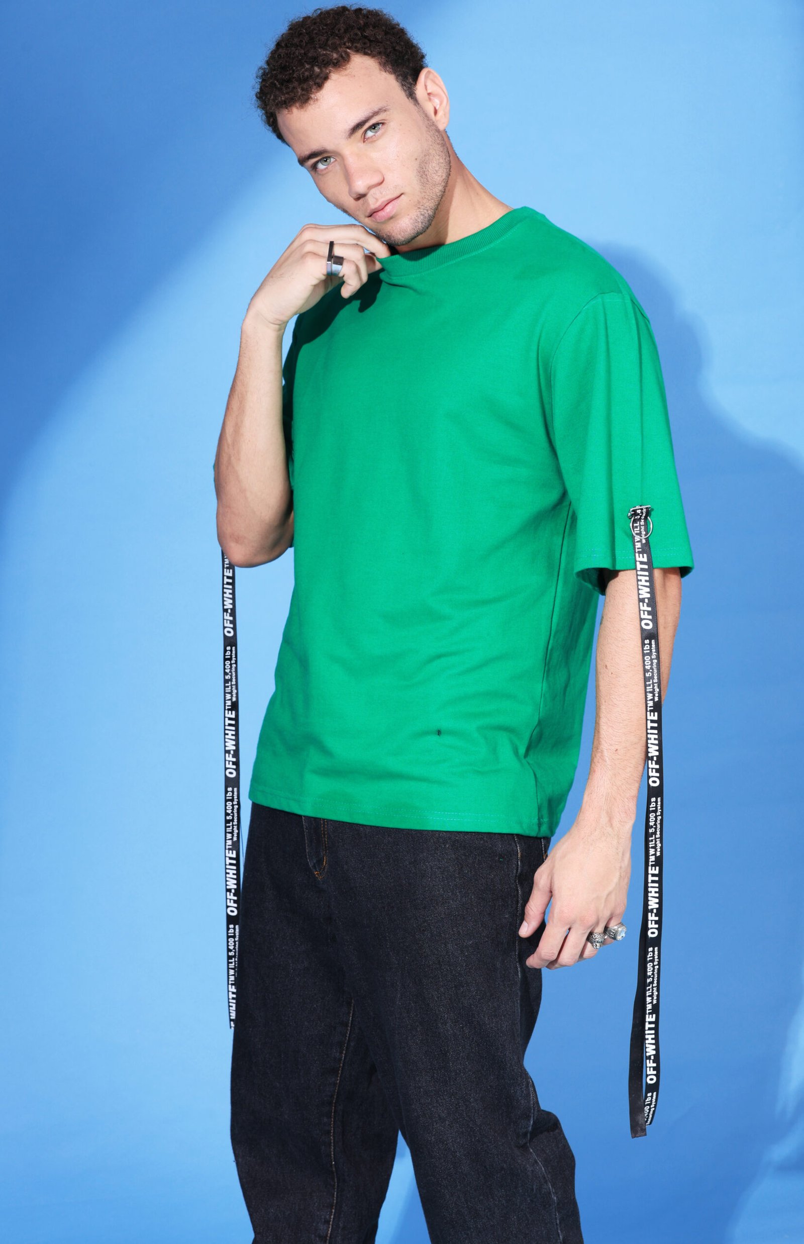 Green Designed Strap T shirt - Image 4