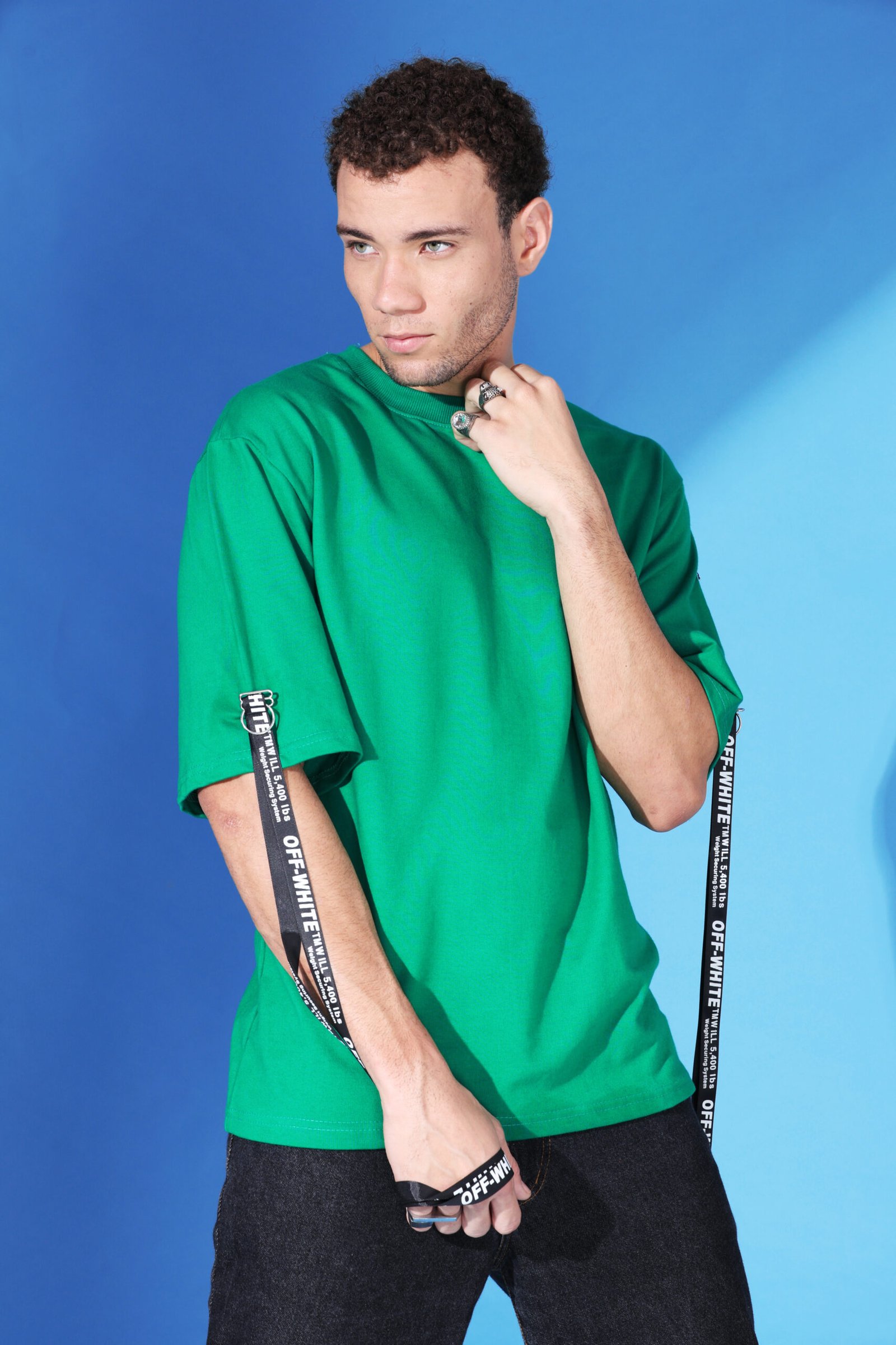 Green Designed Strap T shirt - Image 3